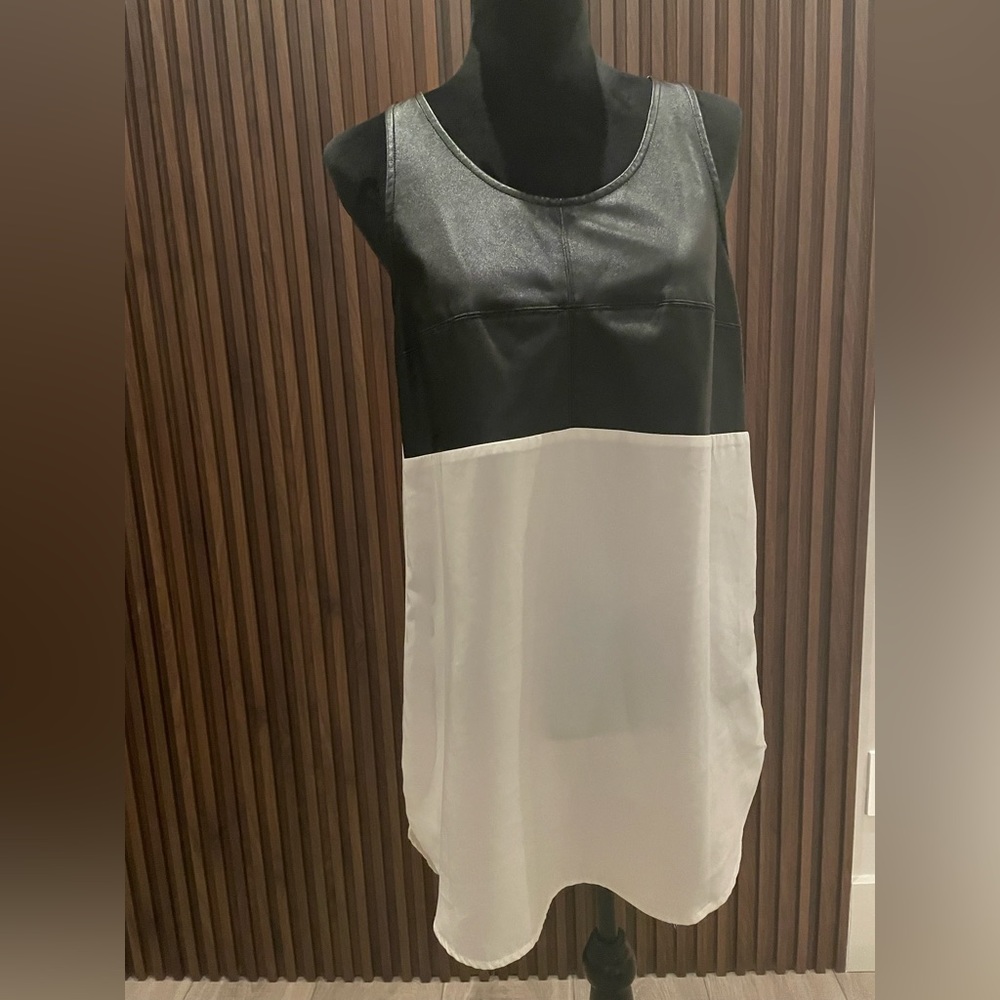 Chloe K  Vegan leather and fabric top